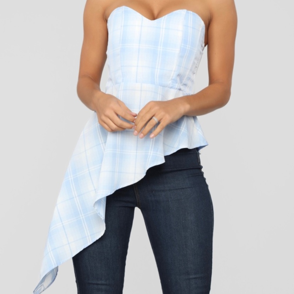 Sexy Strapless Plaid Top